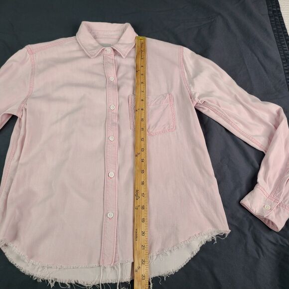 Rails XS Ingrid Raw Button Up Dusty Rose Chambray Long Sleeve Boho Coastal - Picture 4 of 13